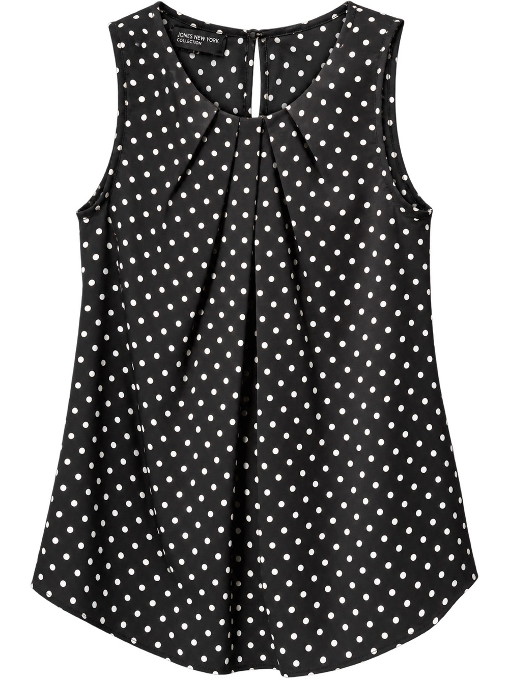 Jones New York Black and White Polka Dot Sleeveless Blouse